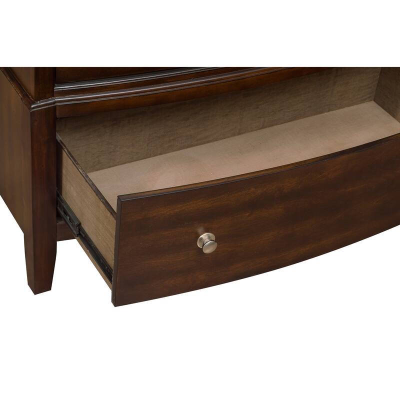 Dark Cherry Finish 1pc Chest of 5x Drawers Satin Nickel Tone Knobs Transitional Style Bedroom Furniture