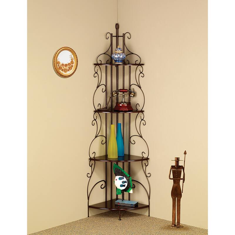 Sarah Cappuccino 4-shelf Corner Bookcase