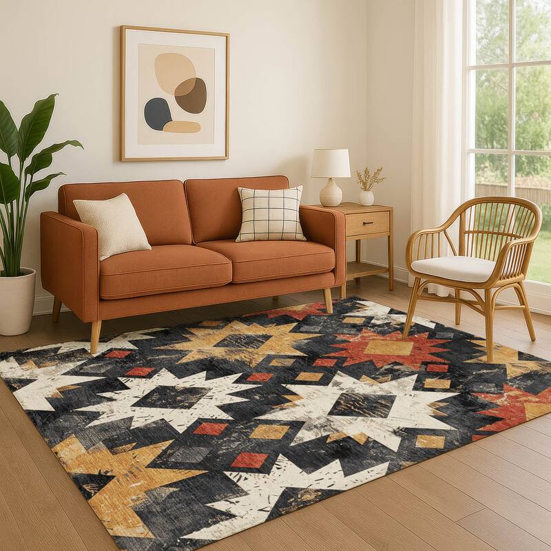 Premium Washable Super Soft Global Imprints Mayfield Rug - Black - 8' x 10'