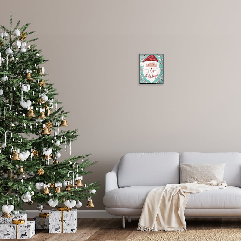Stupell Jolly Santa & Candy Canes Framed Giclee Art Design By Elizabeth Tyndall