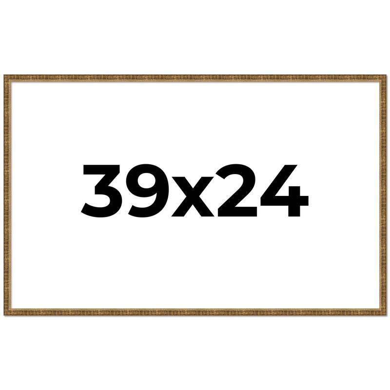 39x24 Frame Black Real Wood Picture Frame Kingsley Gold Distressed Photo Frame with UV Acrylic Foam Board Backing &