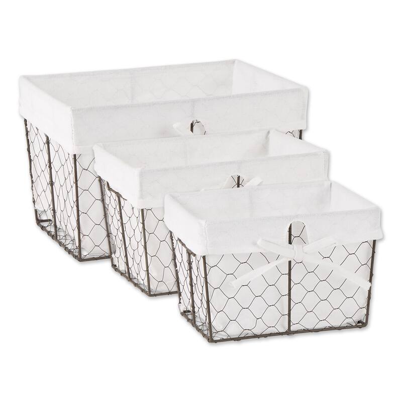 Chicken Wire Print Liner Basket (Set of 3) Small