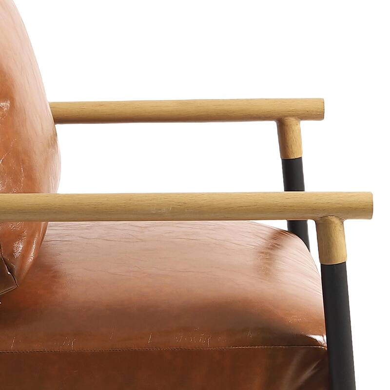 Anis 27'' W Vegan Leather/ Chenille X Base Metal Frame Accent Chair