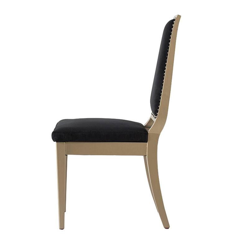 Champagne/Black Velvet Upholstered Wood Frame Dining Chair, Sturdy Dining Chair for Dining Rooms - 21.75