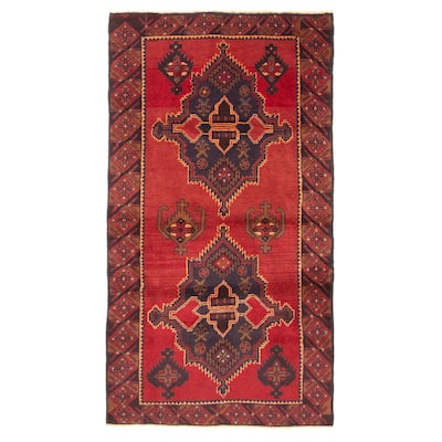 ECARPETGALLERY Hand-knotted Baluch Red Wool Rug - 3'4 x 6'0