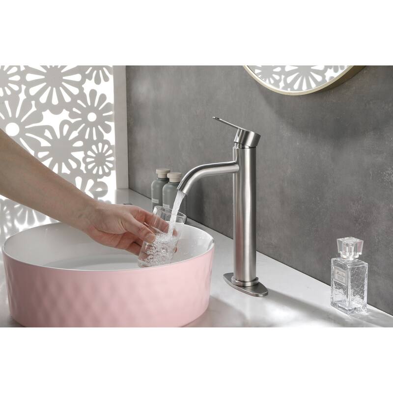 Modern Single Handle Bathroom Sink Faucet with Controls for Water Flow Speed and Temperature, Easy Clean