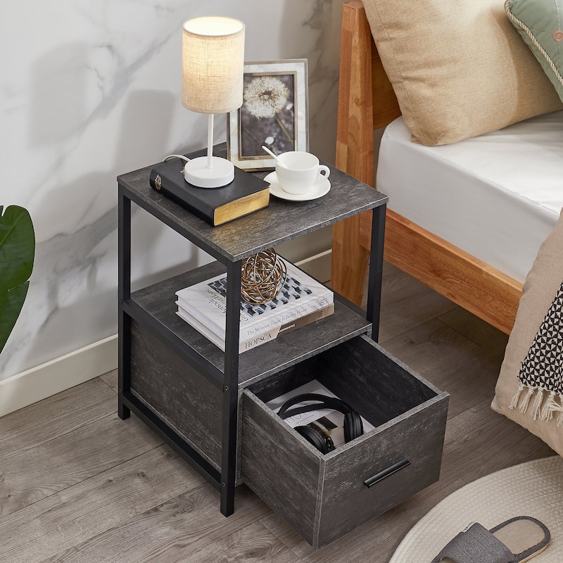 Javlergo (Set of 2) 1-Drawer Nightstand, Modern Square End Side Table for Bedroom, Living Room