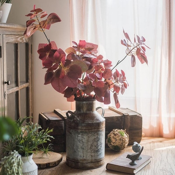 RusticReach Artificial Plant Faux Bauhinia Leaf in Red 34" Tall