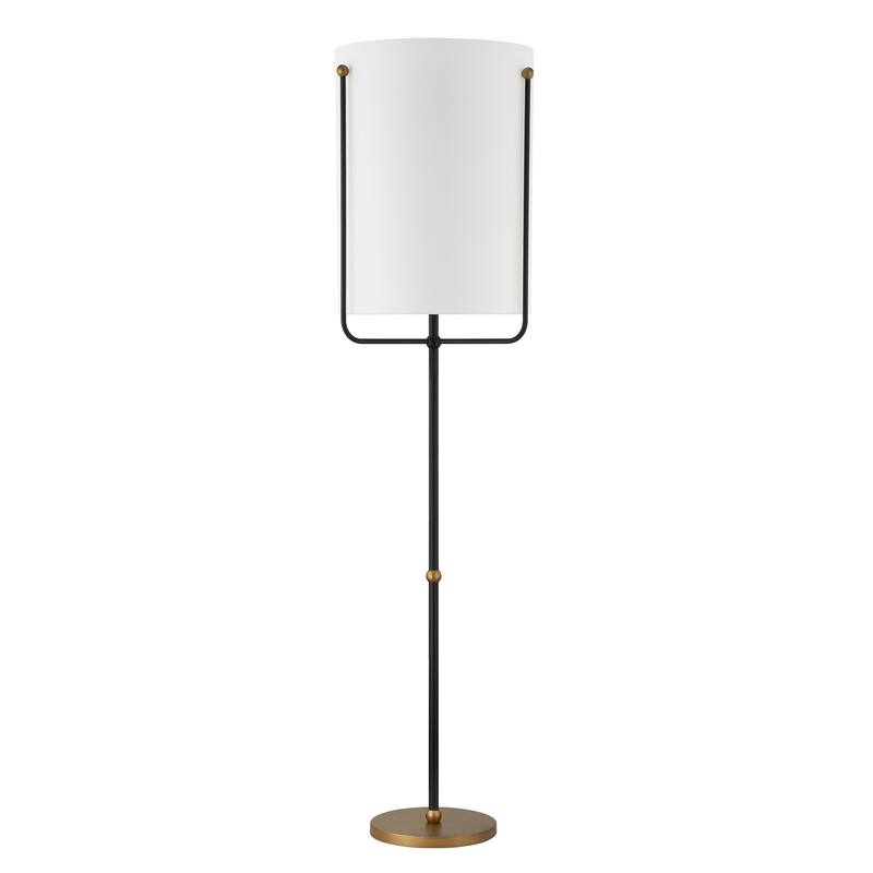 Lennon 69" Floor Lamp with Fabric Shade - Black + Gold