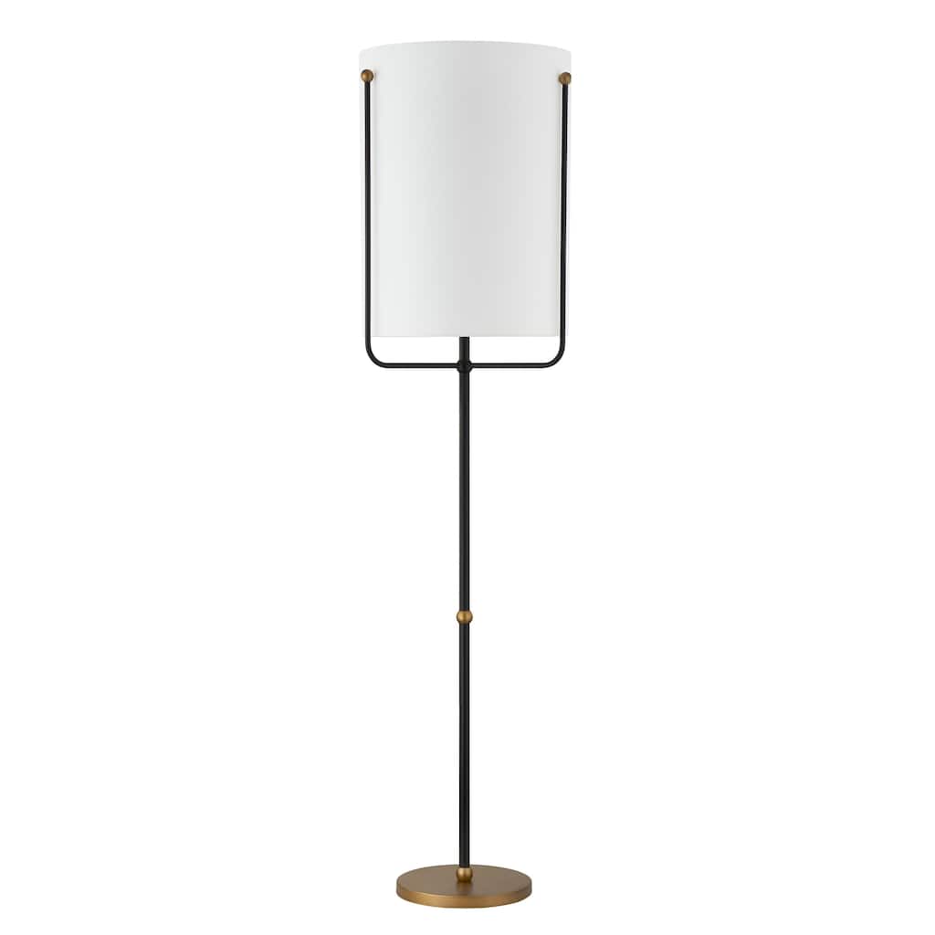 Lennon 69" Floor Lamp with Fabric Shade - Black + Gold