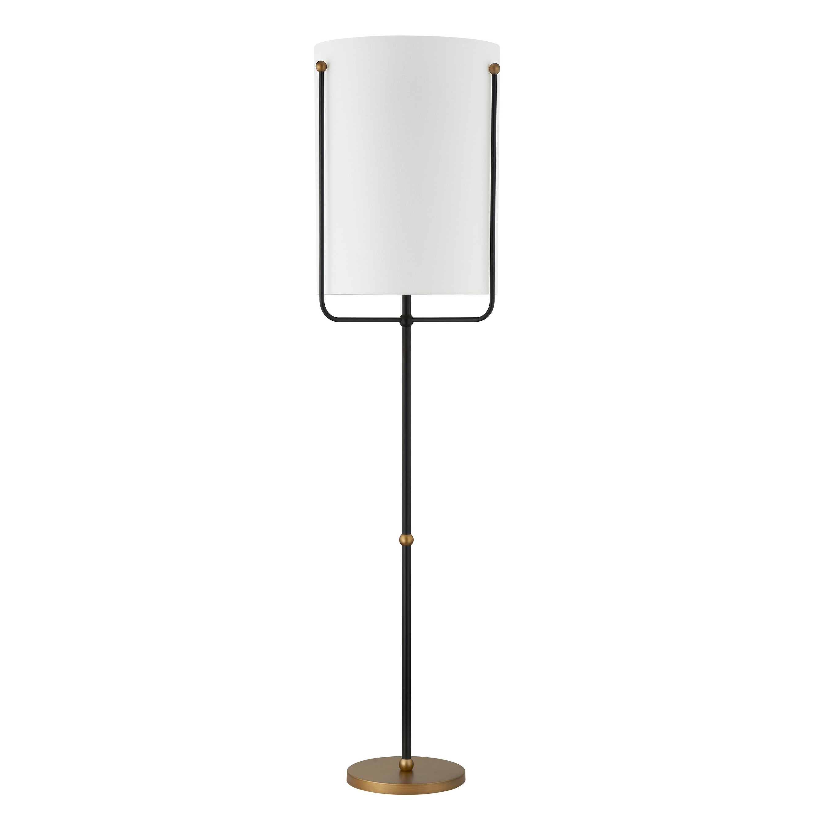 Lennon 69" Floor Lamp with Fabric Shade - Black + Gold