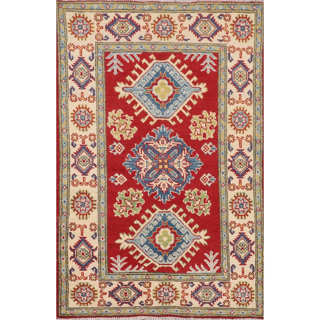Traditional Red Kazak Oriental Foyer Rug Handmade Wool Carpet - 2'7" x 4'1"