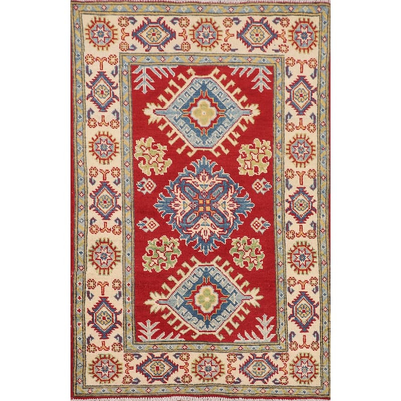 Traditional Red Kazak Oriental Foyer Rug Handmade Wool Carpet - 2'7" x 4'1"