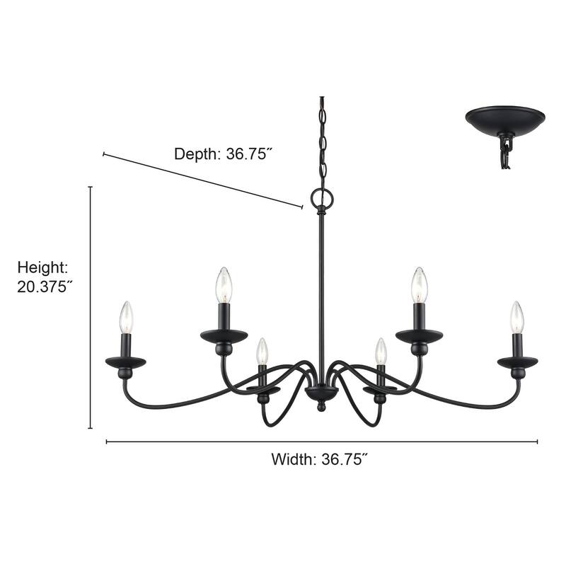 Millennium Lighting Delvona 6 Light Chandelier in Modern Gold or Matte Black