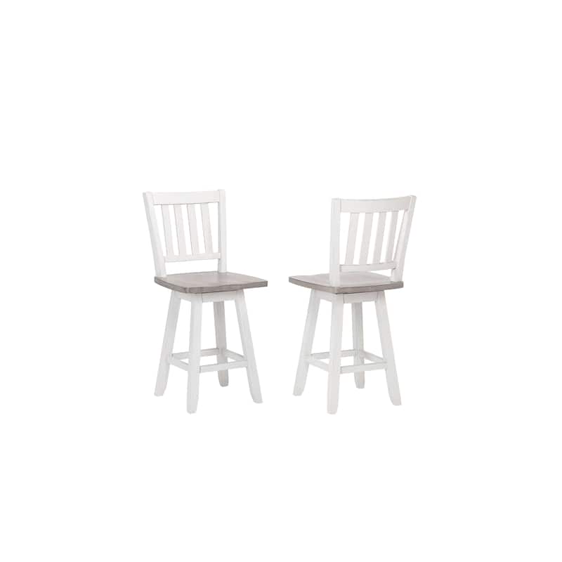 Counter Height Swivel Stool - Set of 2, White/Wash Gray - Set of 2 - White - Extra Tall