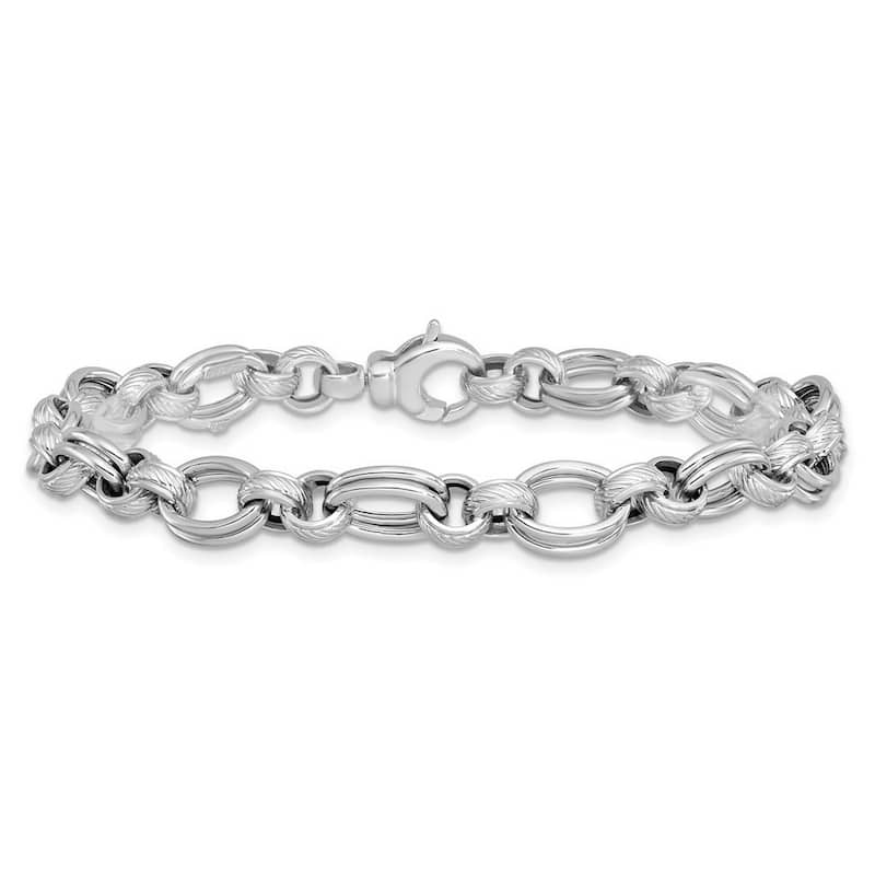 Curata 5.73mm 14k White Gold Polished Fancy Link Bracelet 7.5 Inch