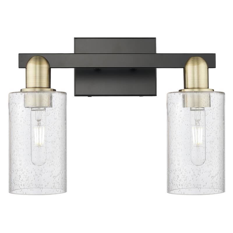 Innovations Lighting 716-2W-11-15 Clymer Vanity Clymer 2 Light 15" - Black Antique Brass / Seedy