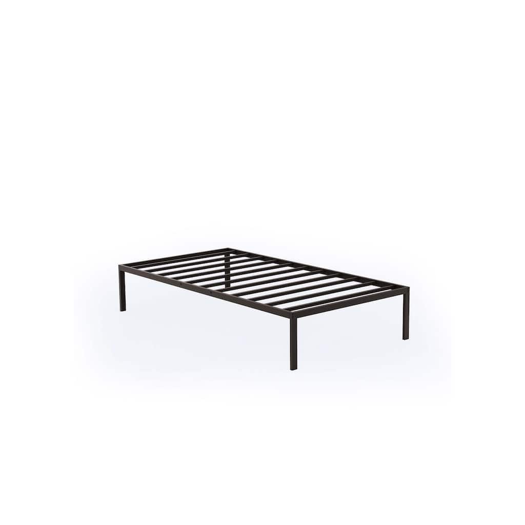 Modern Bed Frame - Full Size Platform Bed with Metal Legs - Black Finish Bedroom Furniture