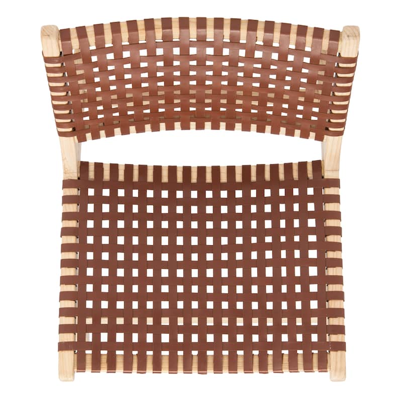 SAFAVIEH Theodora Leather Woven Accent Chair - 25.2" W x 31.5" L x 26.8" H - 25Wx31Dx27H