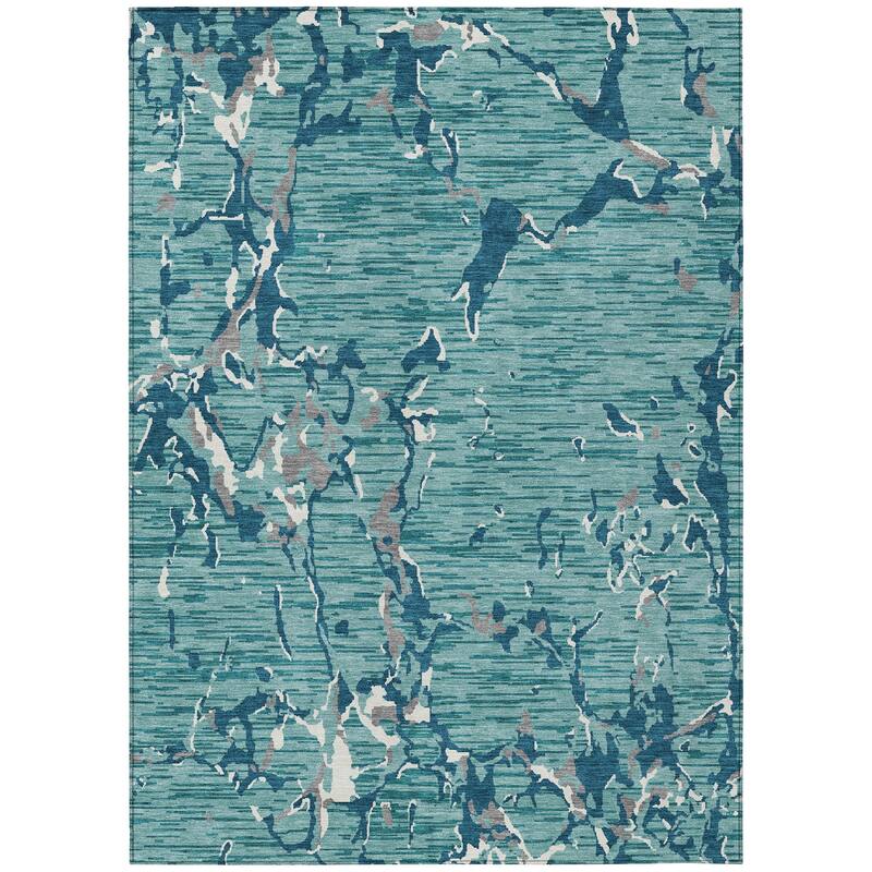 Machine Washable Indoor/ Outdoor Abstract Camo Chantille Rug