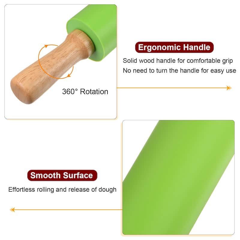 Silicone Rolling Pins for Baking 43cm x 5.2cm Green