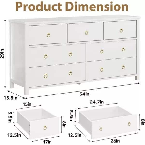 dimension image slide 2 of 7, Drawer Dresser, Modern Clothes Storage Cabinet for Nursery