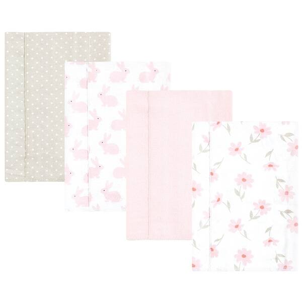slide 1 of 1, Hudson Baby Infant Girl Cotton Flannel Burp Cloths, Pink Honey Bunny, One Size - Pink Honey Bunny 4 Pack - One Size One Size - Pink Honey Bunny 4 Pack