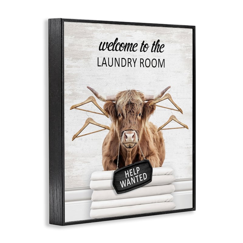 Stupell Welcome Laundry Room Cattle Framed Giclee Art Design By Lettered and Lined