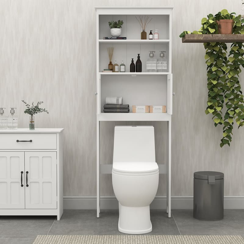 Sofucor Bathroom Over The Toilet Storage Cabinet with Doors,3-Shelf Tall Bathroom Spacesaver - N/A