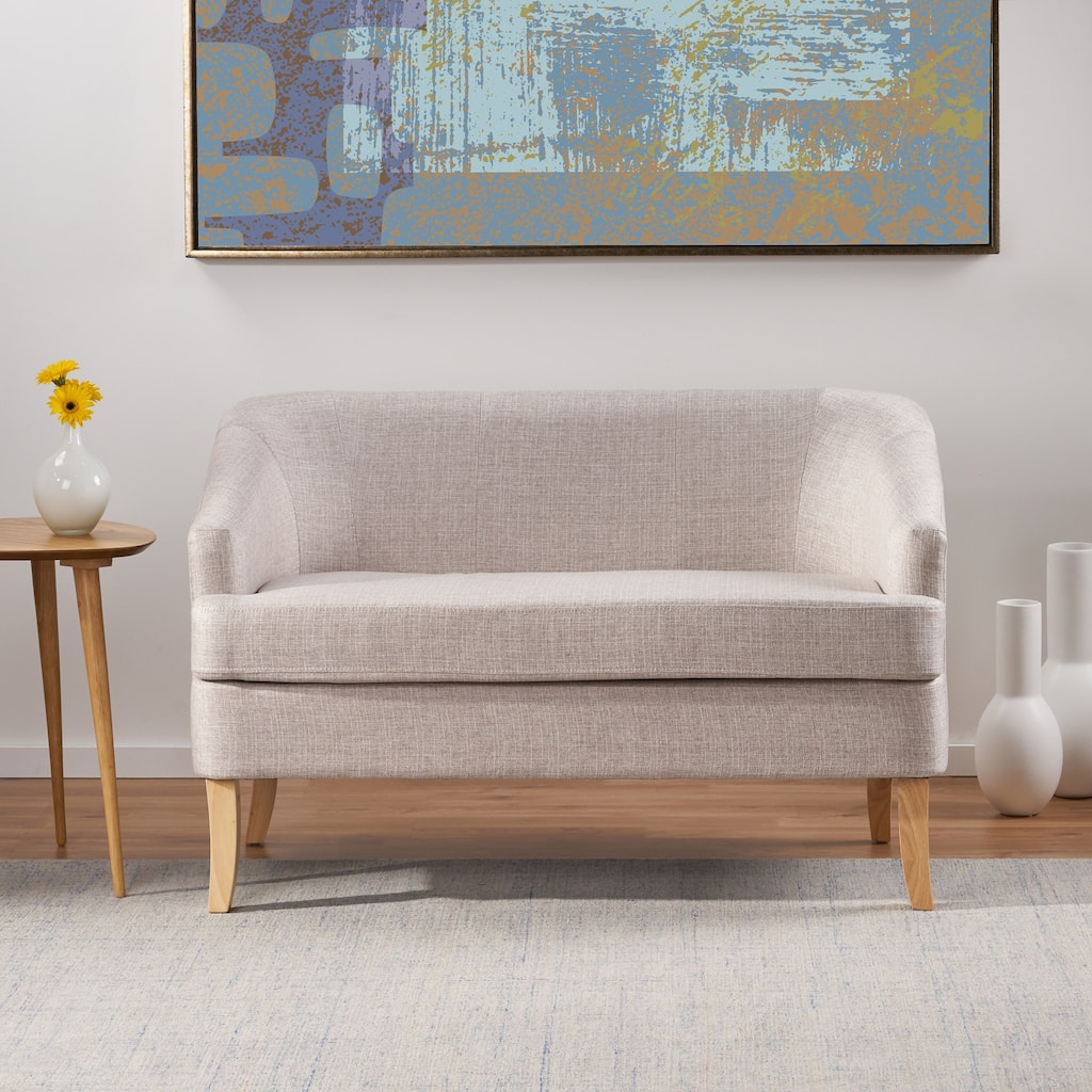 Mid-Century Modern Loveseat with Flared Wood Legs, Sofa Couch for Living Room, Fade-Resistant Accent Sofa for Bedroom or Foyer