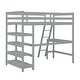preview thumbnail 6 of 5, Gray Pine Wood Loft Bed with Desk, Ladder, and Shelves, High Guard Rails