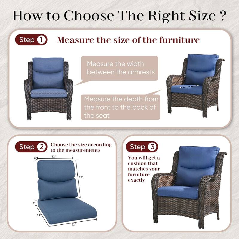 Pocassy 22x25x4 Inch Cushion for Outdoor Swivel Chairs Sofa Set