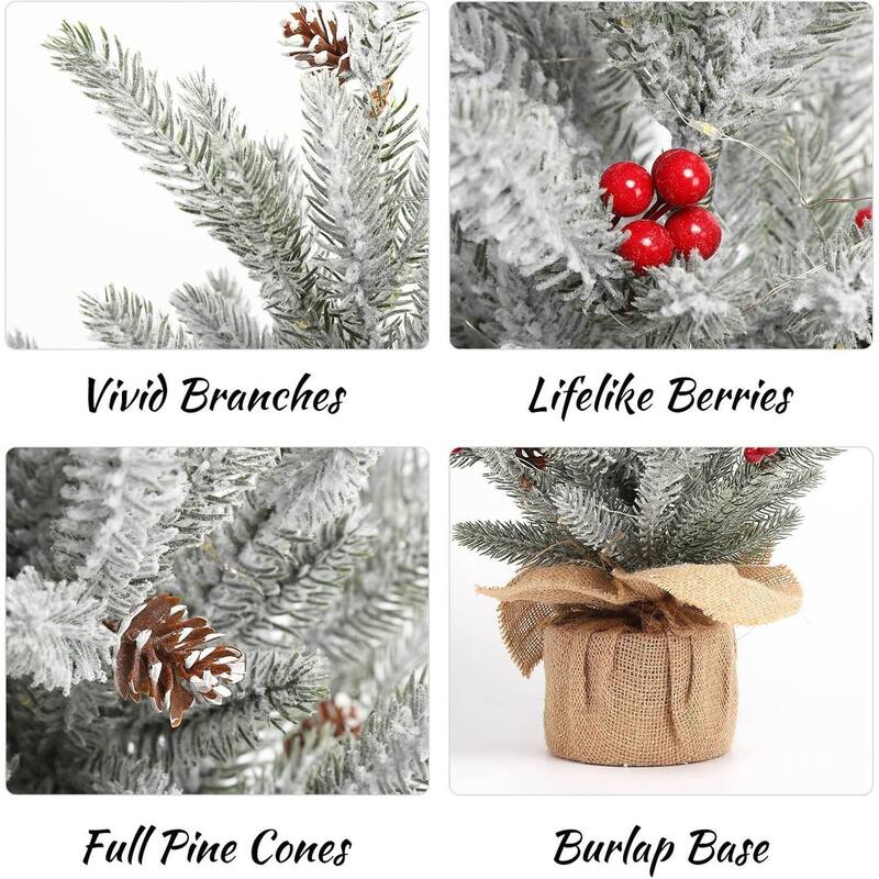 2 Ft Prelit Table Top Small Christmas Tree with Lights - 2 ft