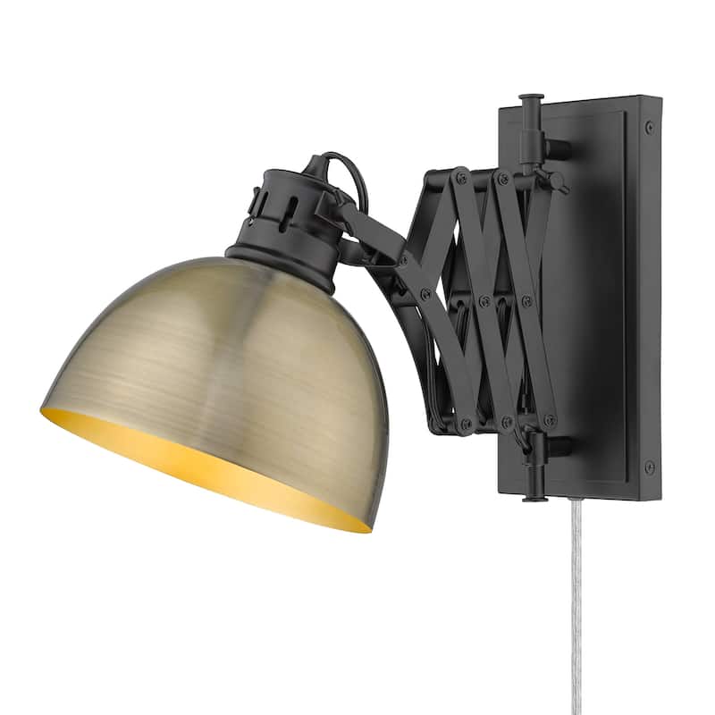 Hawthorn 1 Light Articulating Wall Sconce - Matte Black & Aged Brass