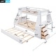 preview thumbnail 7 of 15, Artsy Twin over Full Bunk Bed with Trundle and Convenient Built-in Desk, Three Storage Drawers and Shelf, White