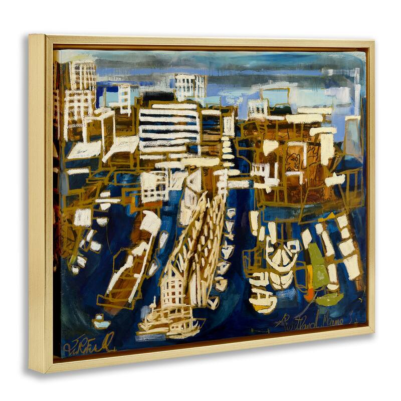 Stupell Bold Abstract Cityscape Framed Floater Canvas Wall Art Design By Erin McGee Ferrell