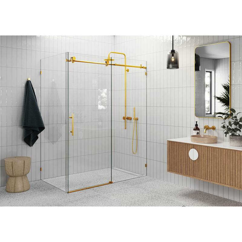 Glass Warehouse 52 in - 56 in x 32 in x 78 in Frameless Sliding Shower Door with Return Panel