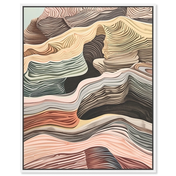 Art Remedy Coyote Tan Framed Boho Abstract 1 Piece Canvas Wall Art