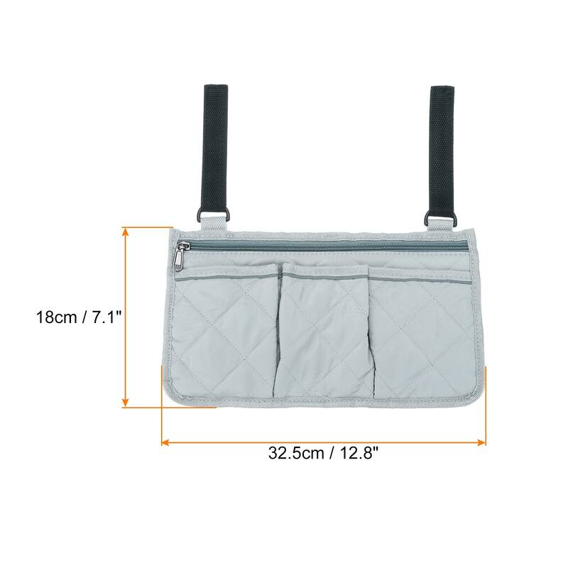 Chair Armrest Organizer, 4 Pockets Book Holder with Straps, Purple