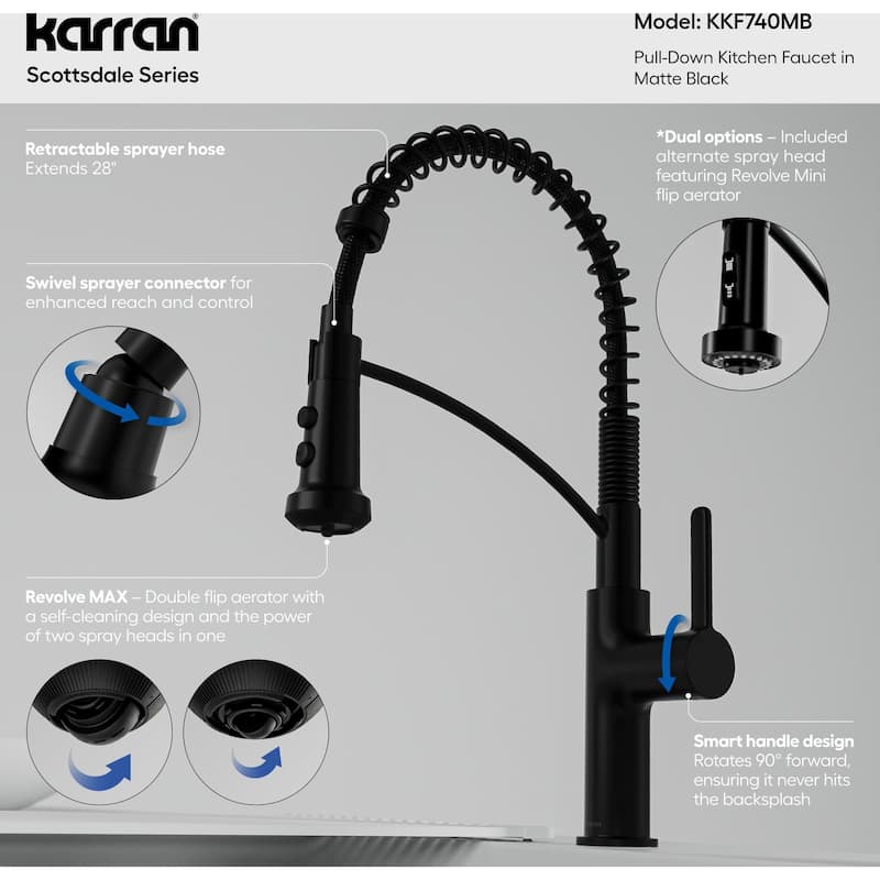 Karran USA KKF740 Scottsdale 1.8 GPM Single Hole Pull Down Kitchen