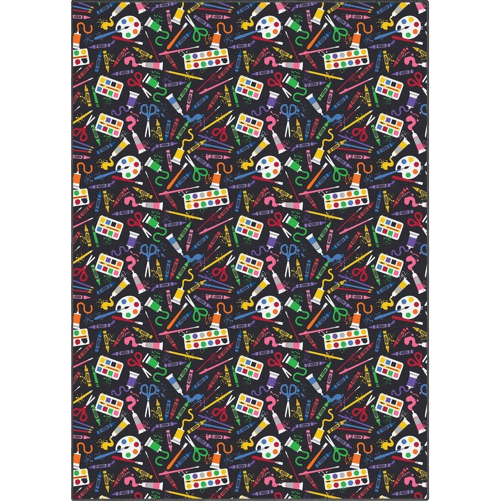 Crayola Art Supplies Black Abstract Area Rug By Well Woven