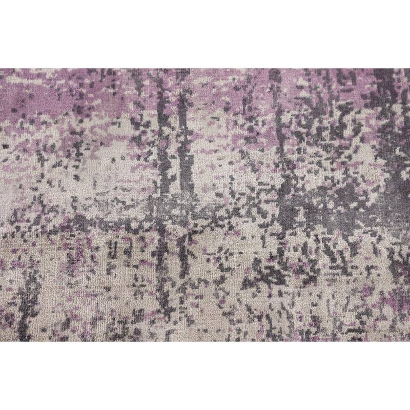Colorful Abstract Area Rug Hand-Knotted Wool Carpet - 6'1" X 8'1"