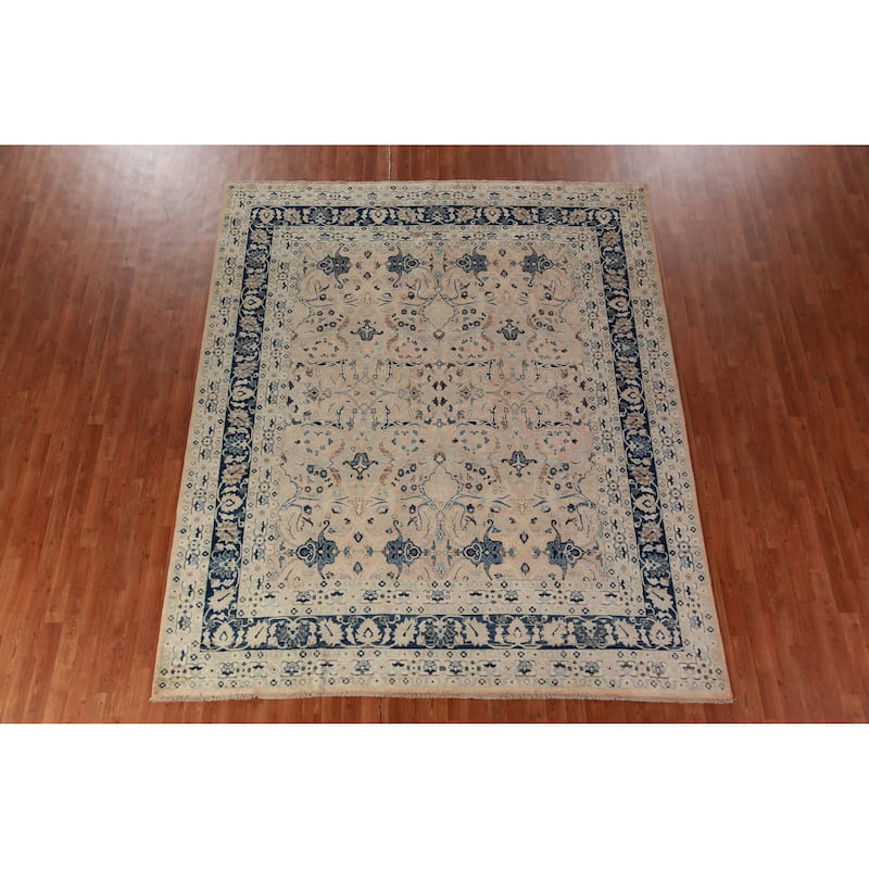 Hand Knotted Oriental 100% Wool Carpet Traditional All-Over Coral Ziegler Area Rug - 9' 7'' X 8' 2''