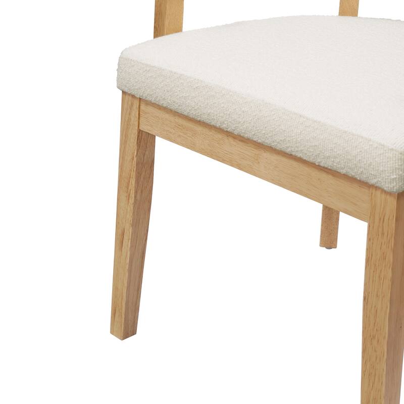 Christopher Knight Home - Mid-Century Modern Boucle Upholstered Dining Chair Set with Wood Frame - Set of 2