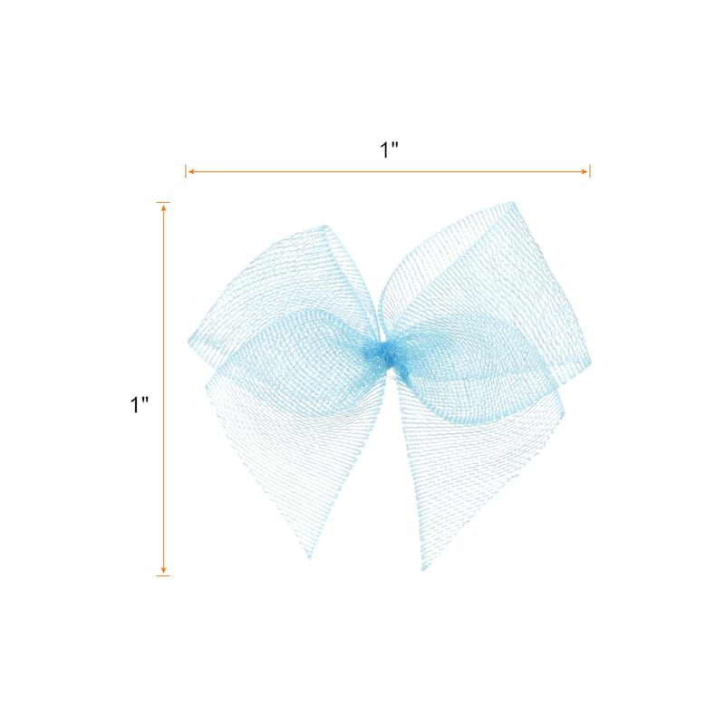 50Pcs Mini Chiffon Ribbon Bow 1" Mini Fabric Satin Craft DIY - Sky Blue