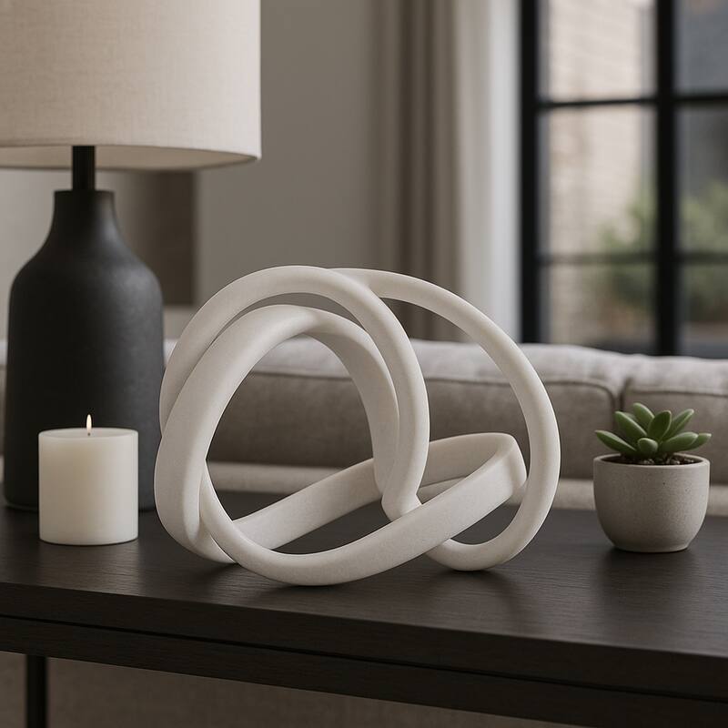 White 16x12 in. Resin Novelty Abstract Knot Sculpture - 15.5" - White - 15.5"