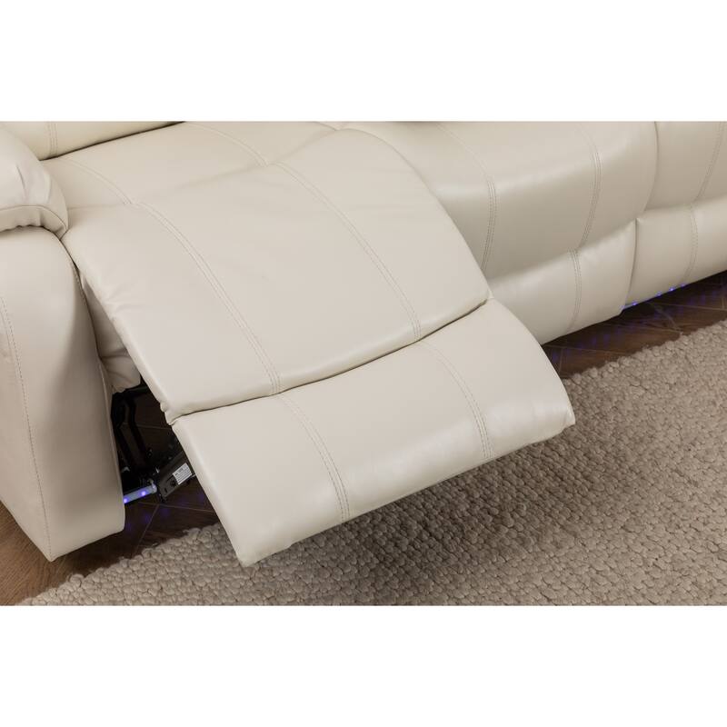 Donivi LED Faux Leather Reclining Sectional With Speakers