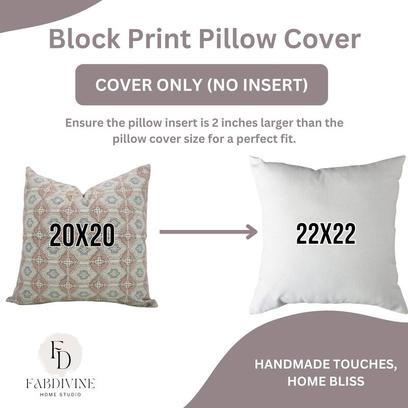 Fabdivine Floral Throw Fall Summer Décor Pink Pillow Cover Handmade Linen, for Farmhouse Guest Room or Couch, Custard Apple