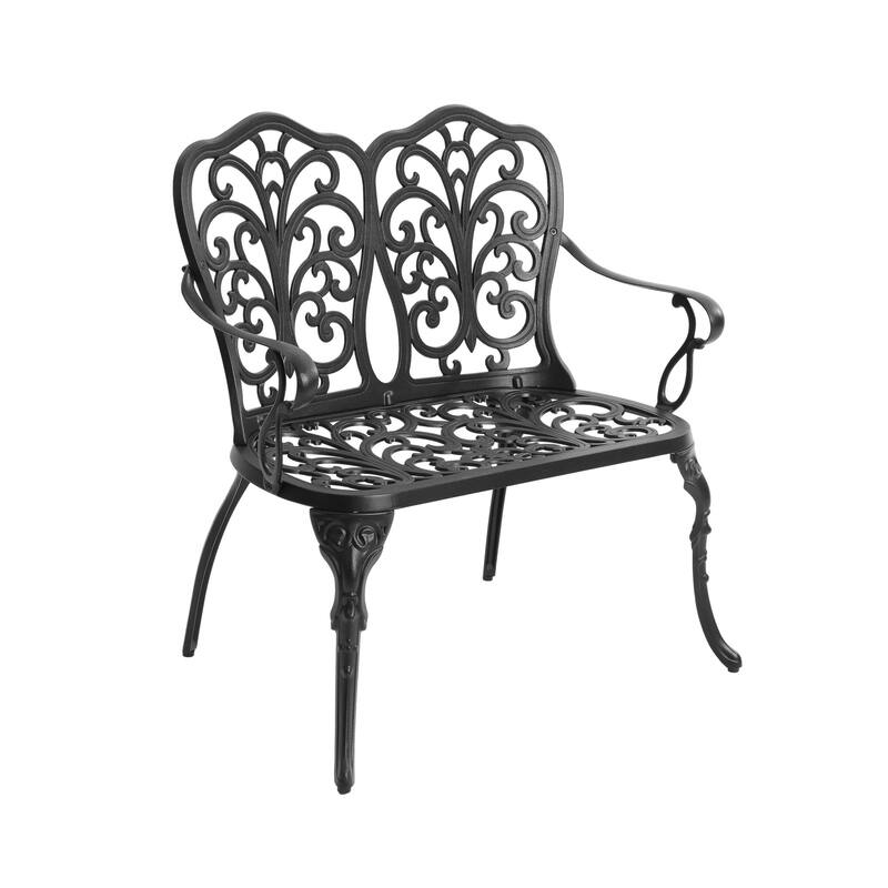 33.8 inch Aluminum Outdoor Butterfly Loveseats Garden Bench for Park,Yard