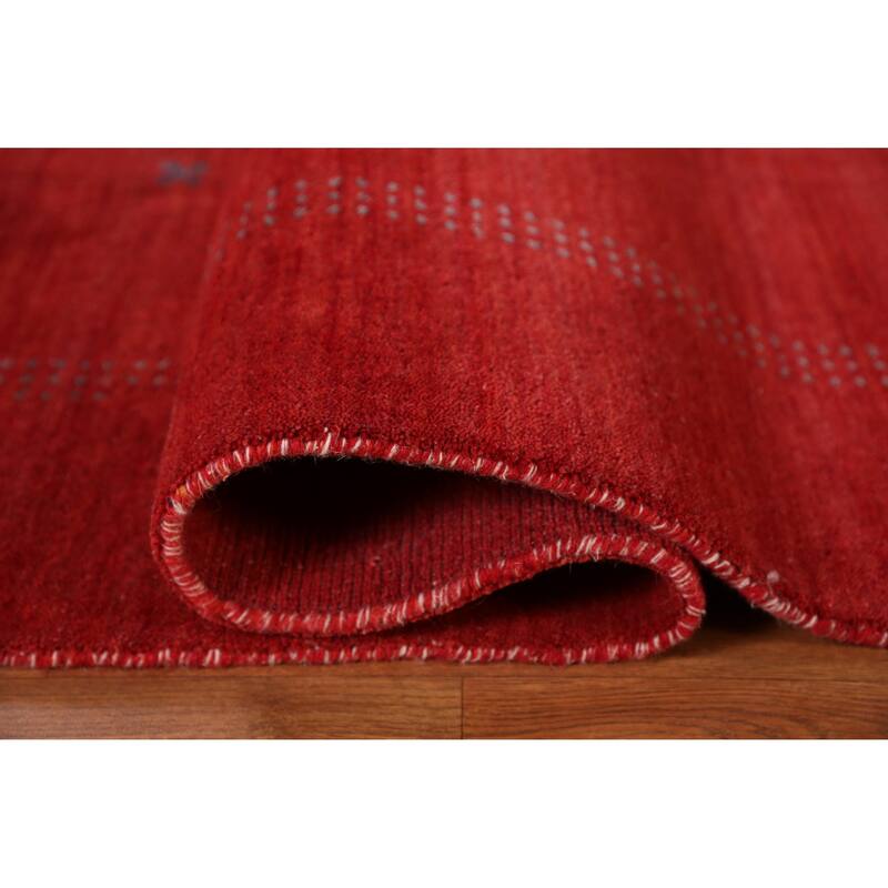 Hand Knotted Oriental 100% Wool Carpet Tribal Tribal Red Gabbeh Area Rug - 9' 10'' X 6' 9''